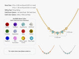 Curved Cluster Aquamarine Birthstone Necklace