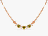 Curved Cluster Peridot Birthstone Necklace