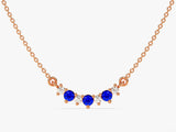 Curved Cluster Sapphire Birthstone Necklace