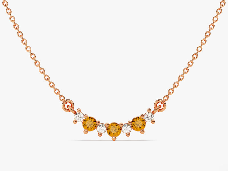 Curved Cluster Citrine Birthstone Necklace