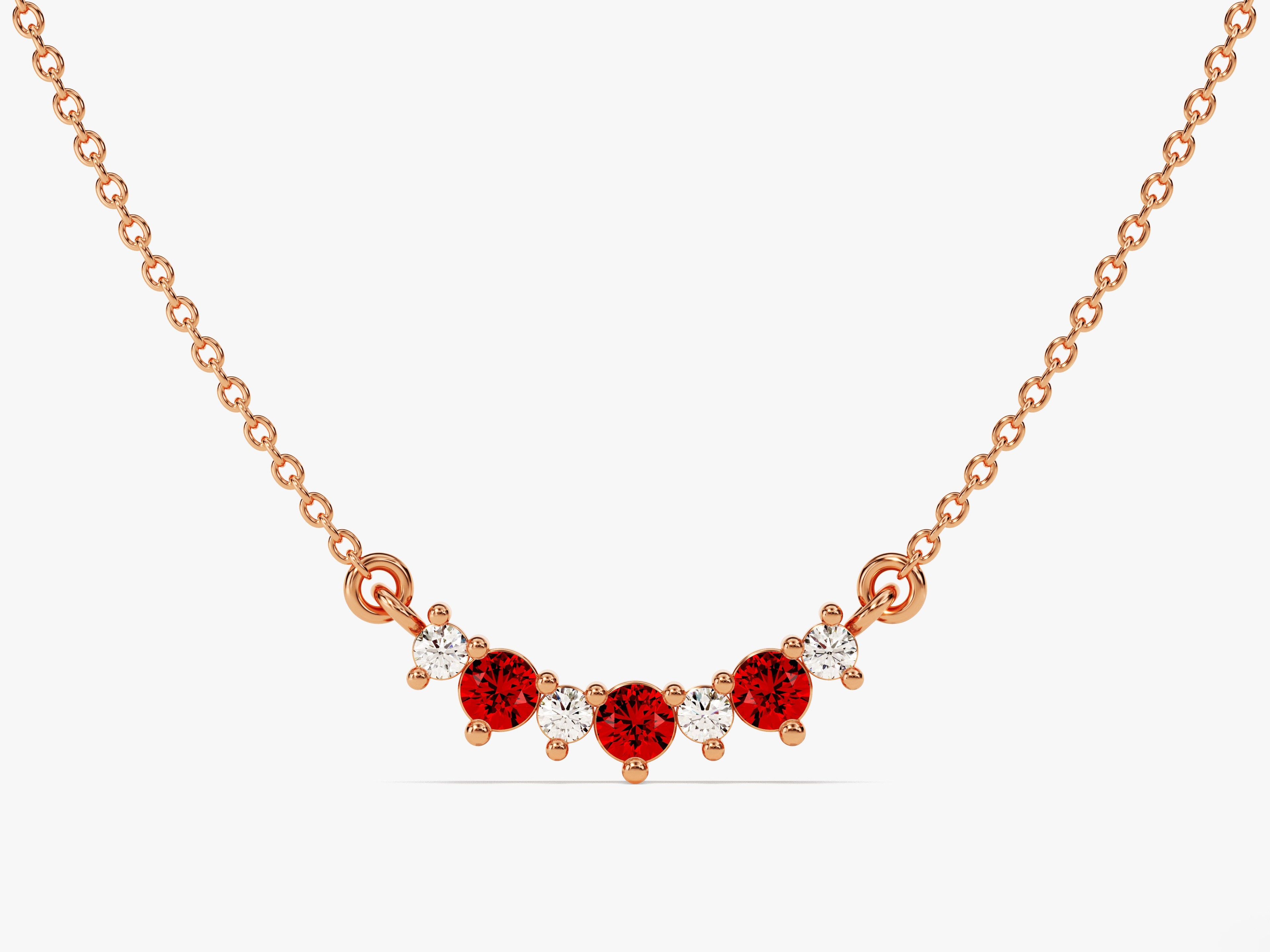 Curved Cluster Garnet Birthstone Necklace
