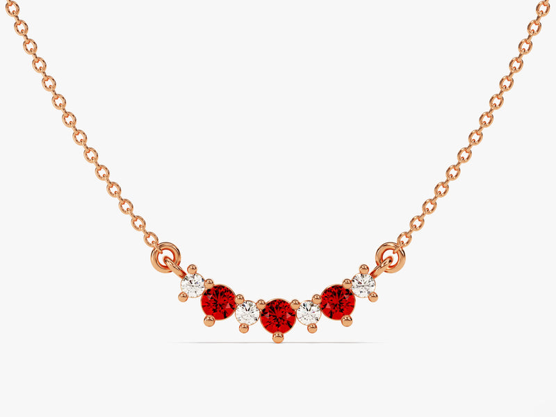 Curved Cluster Garnet Birthstone Necklace