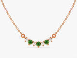 Curved Cluster Emerald Birthstone Necklace