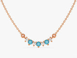 Curved Cluster Blue Topaz Birthstone Necklace