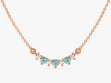 Curved Cluster Aquamarine Birthstone Necklace