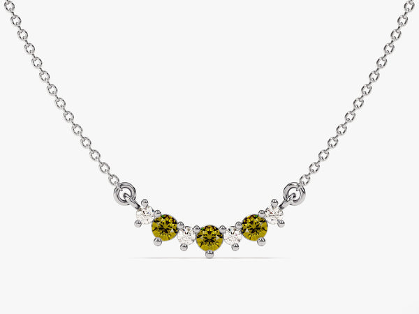 Curved Cluster Peridot Birthstone Necklace