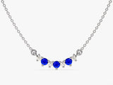 Curved Cluster Sapphire Birthstone Necklace