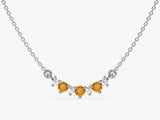 Curved Cluster Citrine Birthstone Necklace