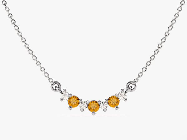 Curved Cluster Citrine Birthstone Necklace