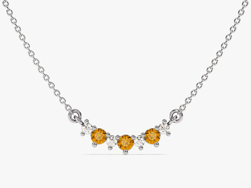 Curved Cluster Citrine Birthstone Necklace