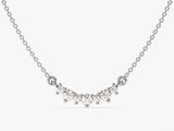 Curved Cluster Diamond Birthstone Necklace