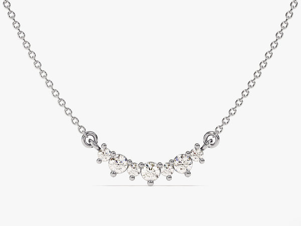 Curved Cluster Diamond Birthstone Necklace