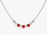 Curved Cluster Ruby Birthstone Necklace