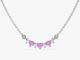 Curved Cluster Pink Tourmaline Birthstone Necklace