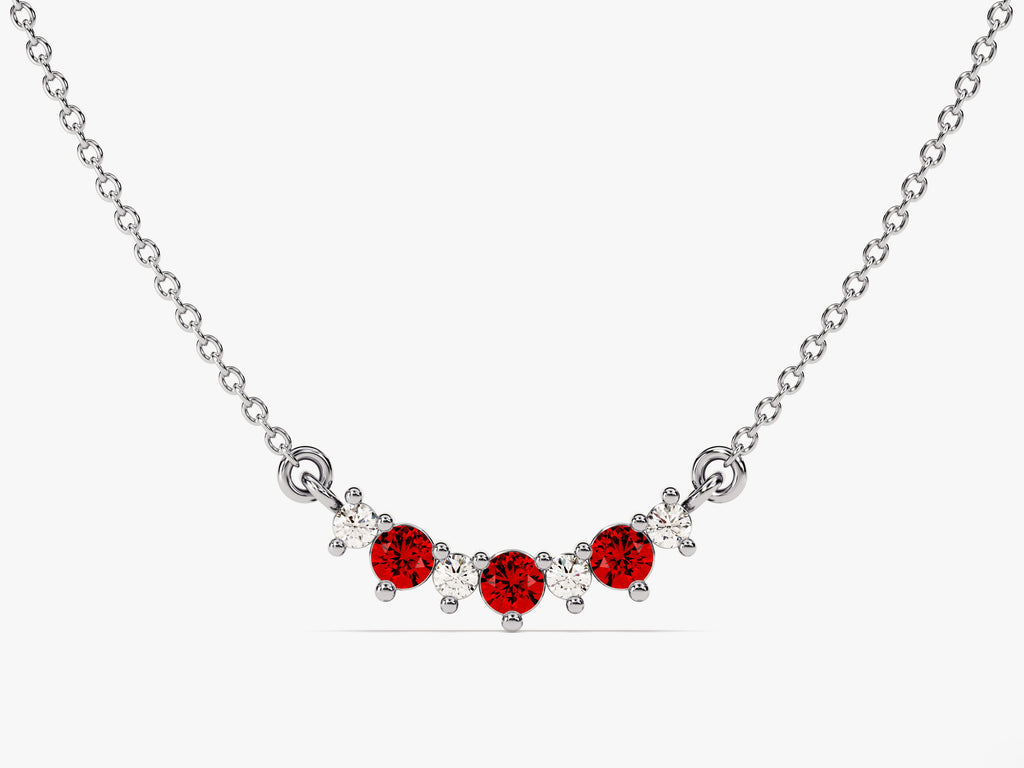 Curved Cluster Garnet Birthstone Necklace