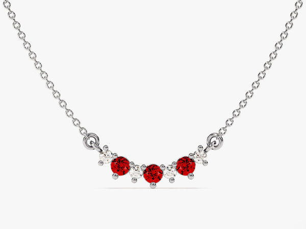 Curved Cluster Garnet Birthstone Necklace