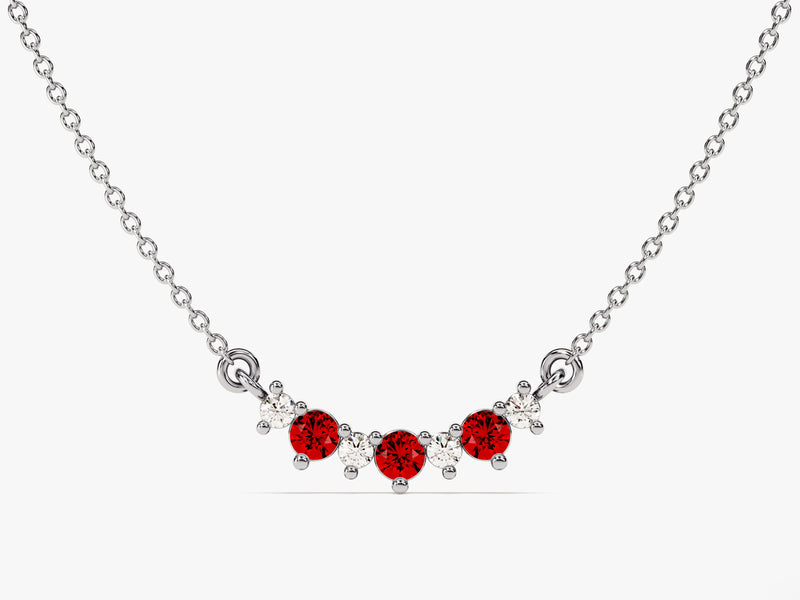 Curved Cluster Garnet Birthstone Necklace