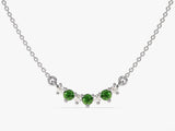 Curved Cluster Emerald Birthstone Necklace