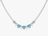 Curved Cluster Blue Topaz Birthstone Necklace