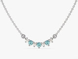 Curved Cluster Aquamarine Birthstone Necklace