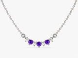 Curved Cluster Amethyst Birthstone Necklace