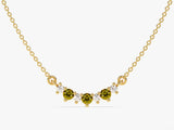 Curved Cluster Peridot Birthstone Necklace