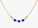 Curved Cluster Sapphire Birthstone Necklace