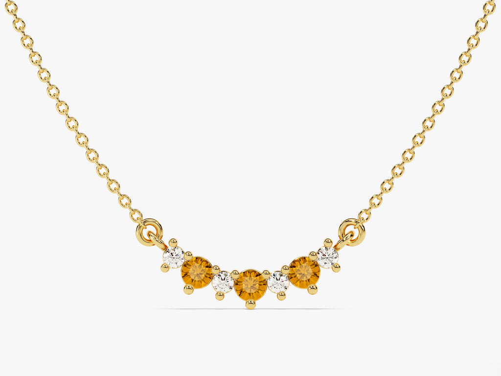 Curved Cluster Citrine Birthstone Necklace