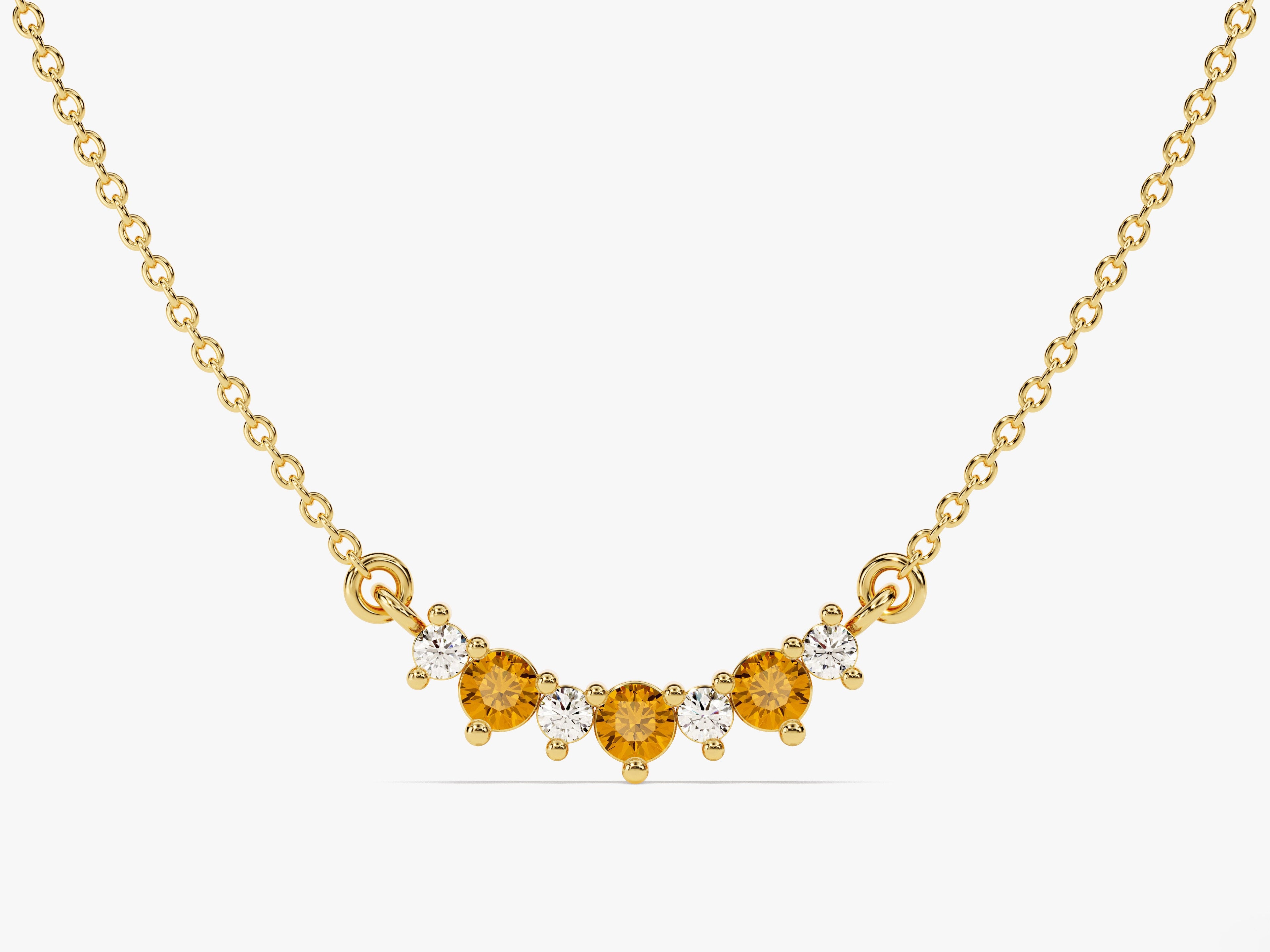 Curved Cluster Citrine Birthstone Necklace