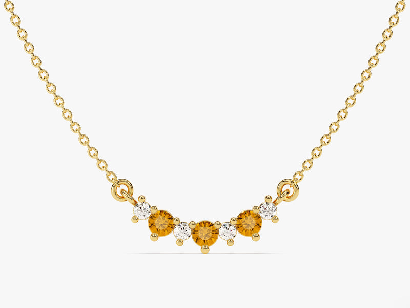 Curved Cluster Citrine Birthstone Necklace