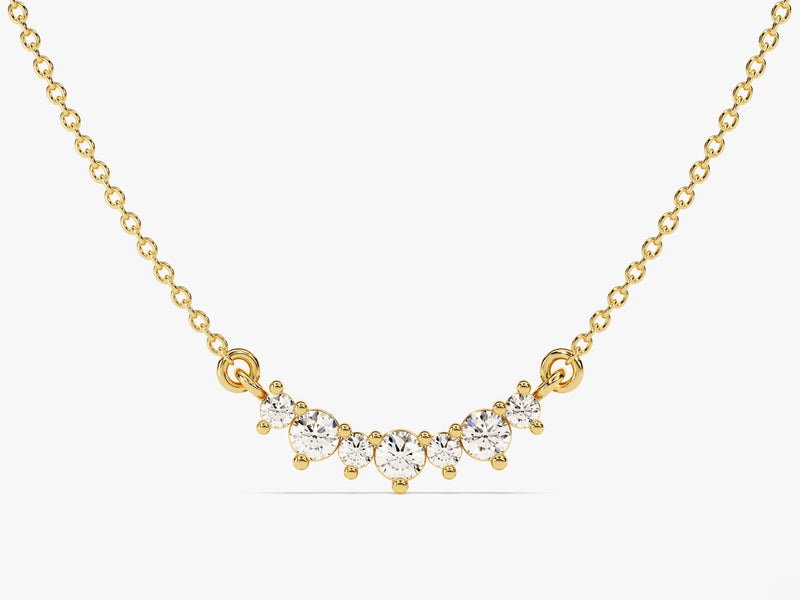 Curved Cluster Diamond Birthstone Necklace