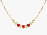 Curved Cluster Ruby Birthstone Necklace