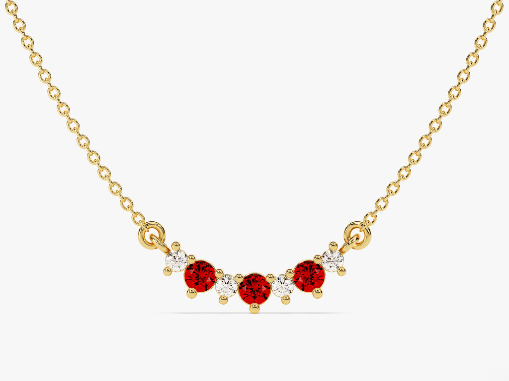 Curved Cluster Garnet Birthstone Necklace