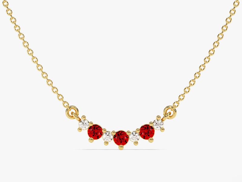 Curved Cluster Garnet Birthstone Necklace