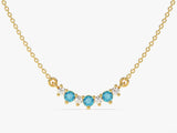 Curved Cluster Blue Topaz Birthstone Necklace