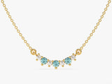 Curved Cluster Aquamarine Birthstone Necklace