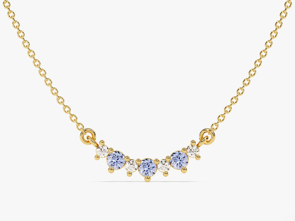 Curved Cluster Alexandrite Birthstone Necklace