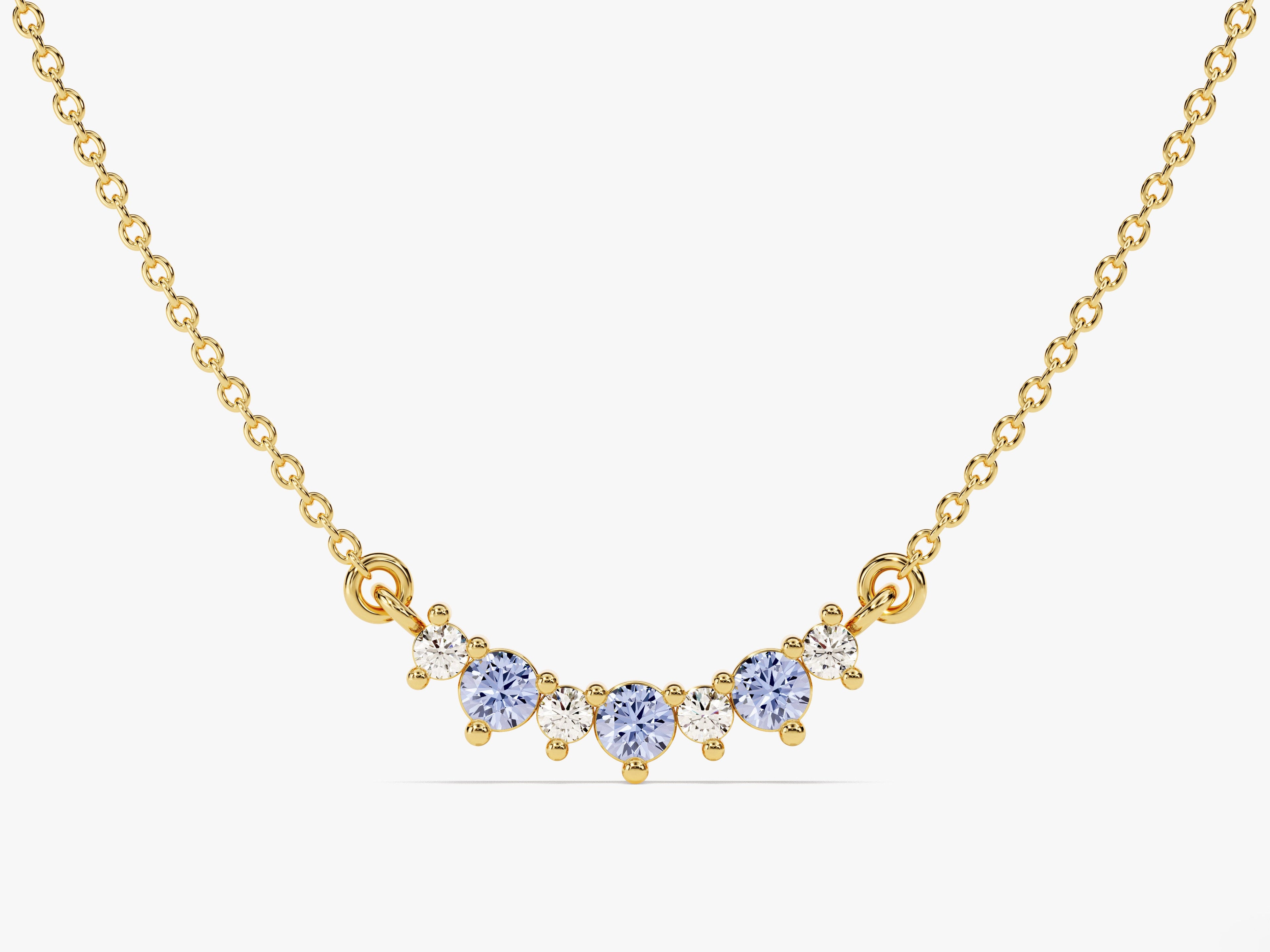 Curved Cluster Alexandrite Birthstone Necklace