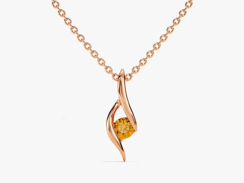 Solitaire Citrine Birthstone Necklace