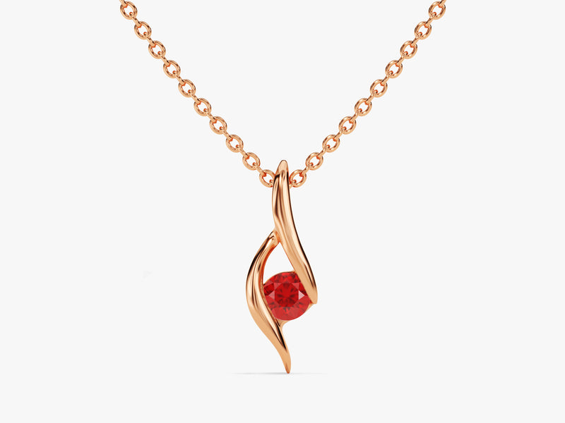 Solitaire Ruby Birthstone Necklace