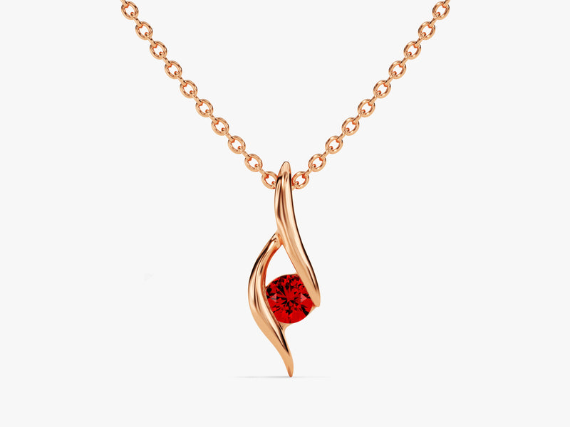 Solitaire Garnet Birthstone Necklace