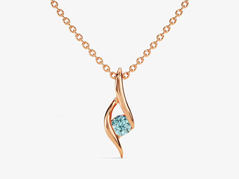 Solitaire Aquamarine Birthstone Necklace