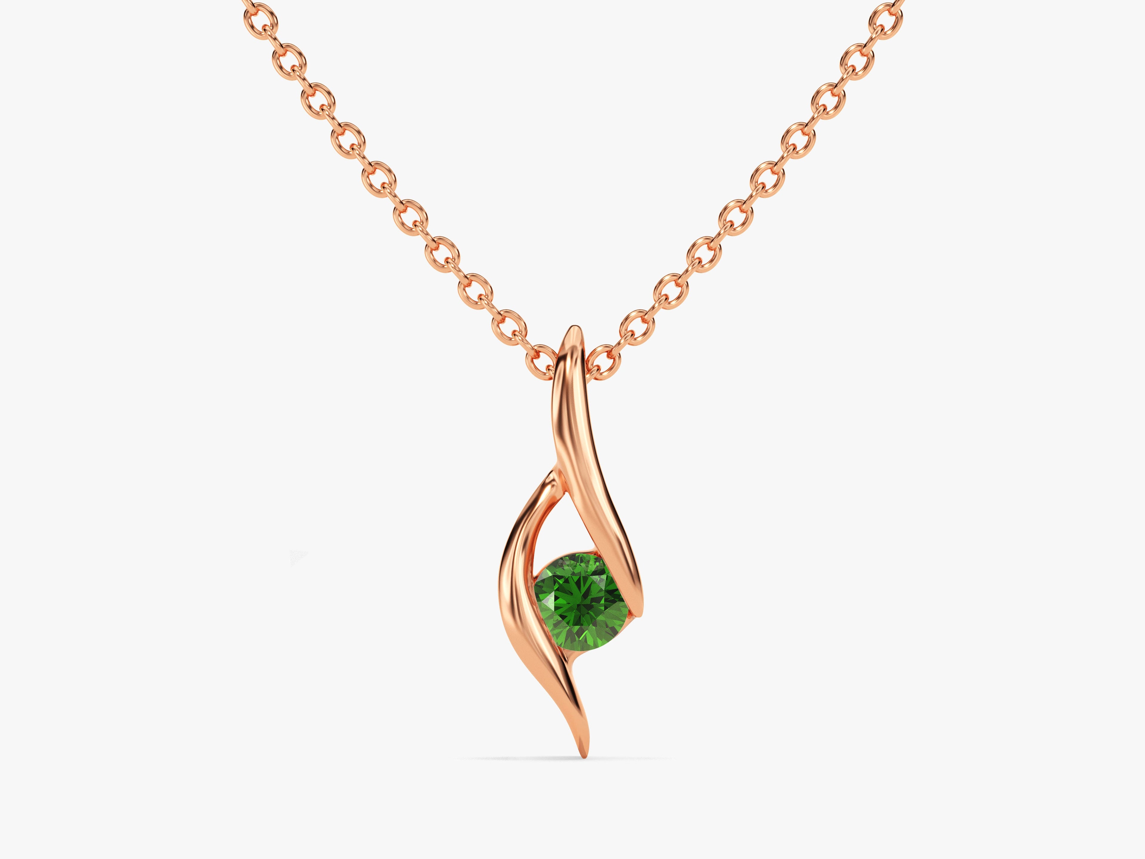 Solitaire Emerald Birthstone Necklace
