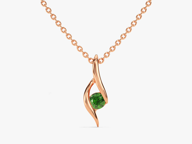 Solitaire Emerald Birthstone Necklace