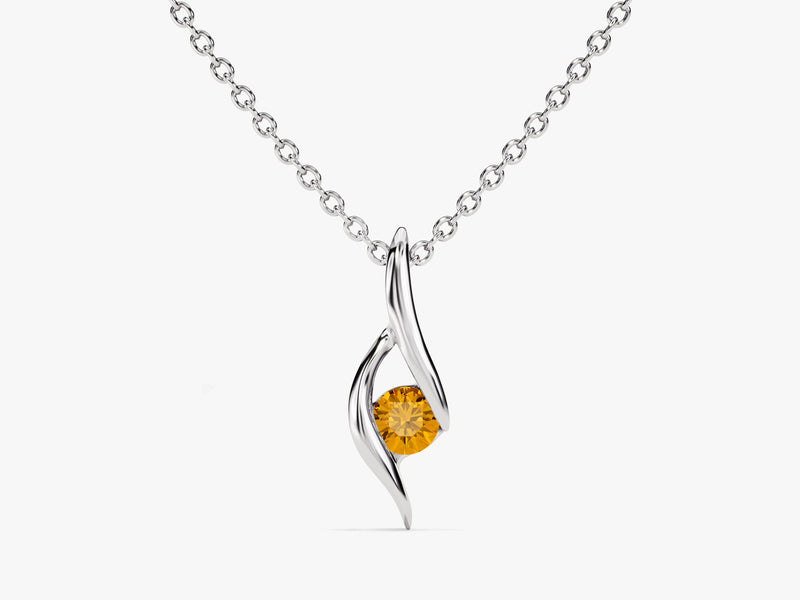 Solitaire Citrine Birthstone Necklace