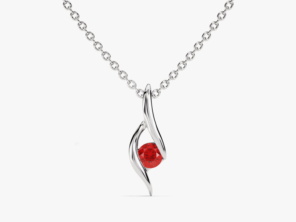 Solitaire Ruby Birthstone Necklace