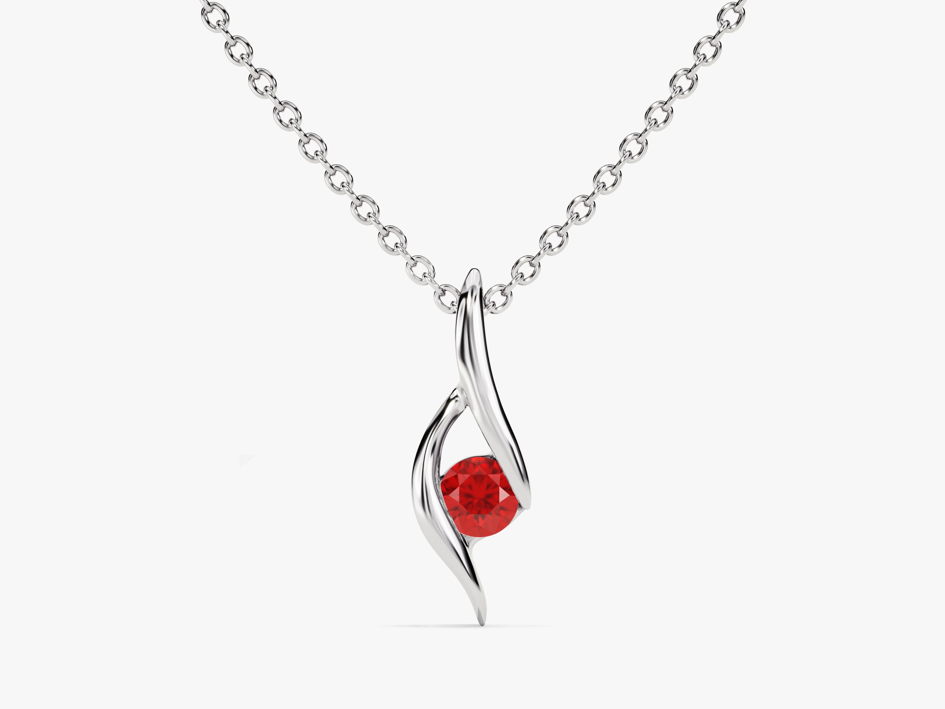 Solitaire Ruby Birthstone Necklace