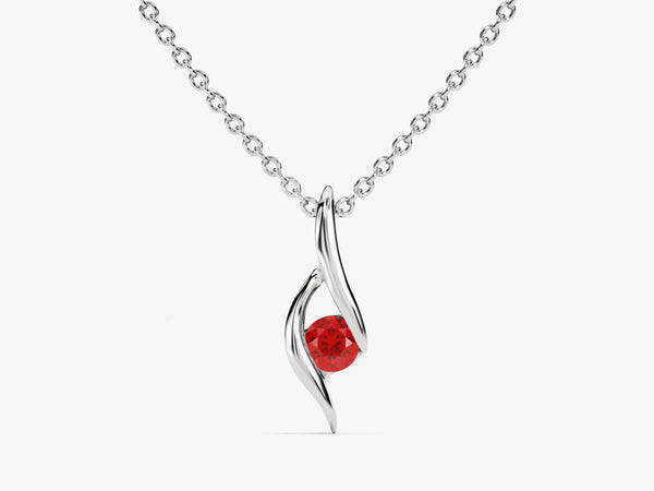 Solitaire Ruby Birthstone Necklace