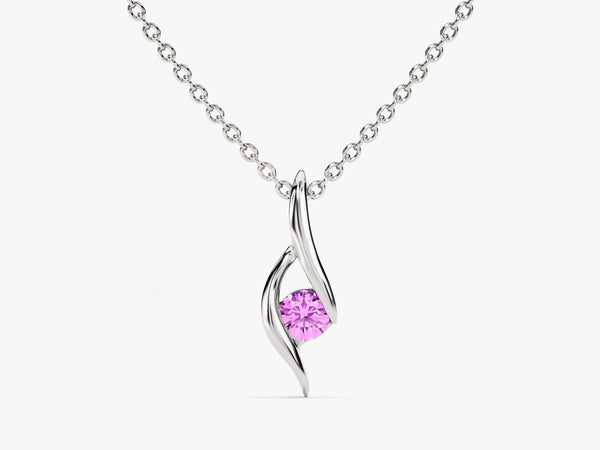 Solitaire Pink Tourmaline Birthstone Necklace