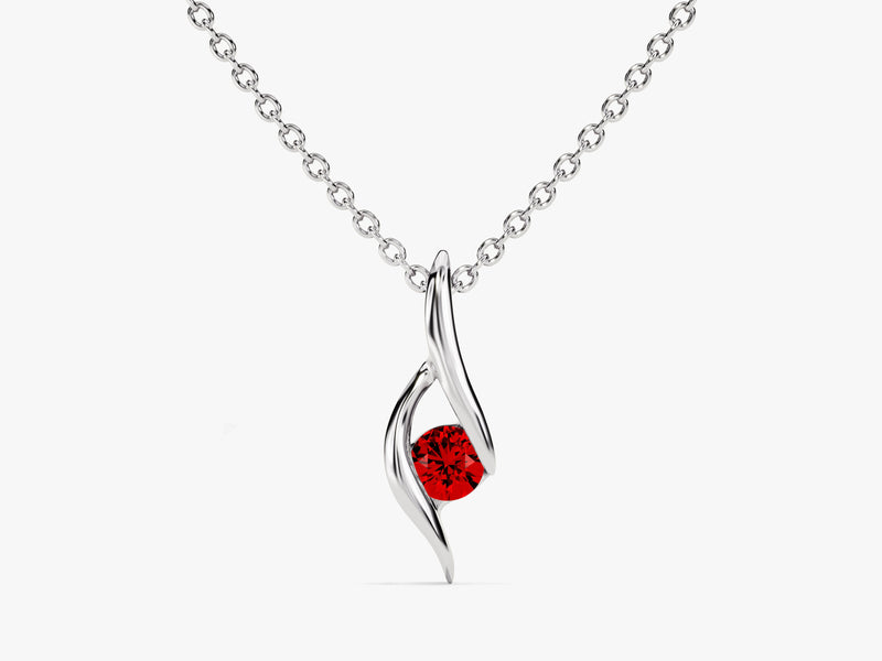 Solitaire Garnet Birthstone Necklace